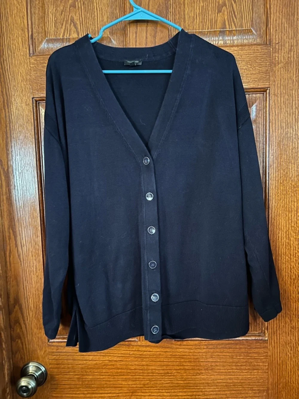 Talbots Navy Blue V Neck Cardigan XL Petite Long Sleeve - Picture 2 of 4